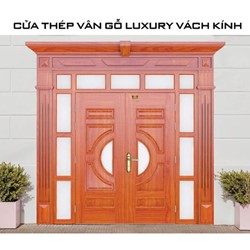 Cửa thép vân gỗ Luxury GSD vách kính