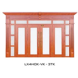 Cửa thép vẫn gỗ GSD Luxury vách kính- LX4HOK -VK-3TK