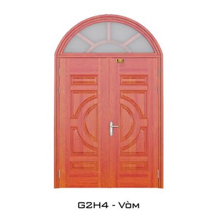 Cửa thép vân gỗ GSD 2 cánh ô thoáng vòm - G2H4