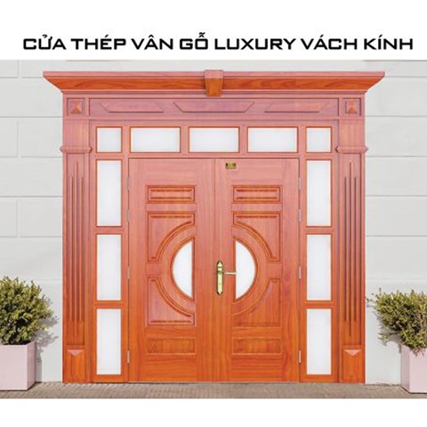 Cửa thép vân gỗ Luxury GSD vách kính
