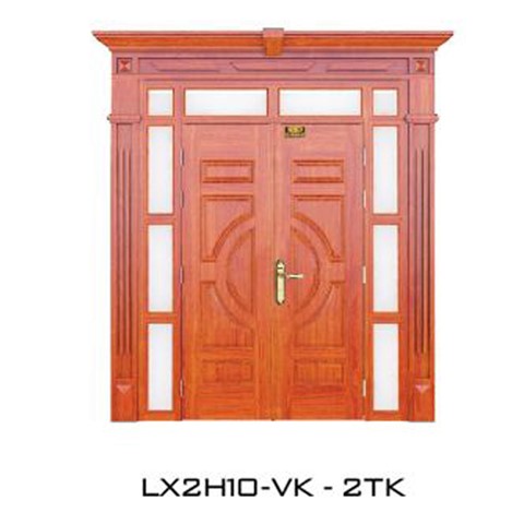 Cửa thép vân gỗ GSD Luxury vách kính- LX 2H10-VK-2TK